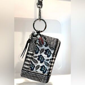 Vera Bradley Zip ID Case and Lanyard in Performance Twill Bedford Plaid EUC